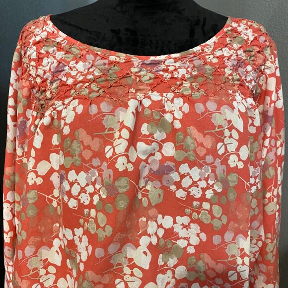 Jessica Simpson Blouse Womens Medium Floral Print Boho Peasant Top - Picture 2 of 9